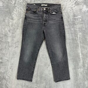 Levi's Premium Wedgie Straight Jeans Womens Size 27 Black High Rise Crop
